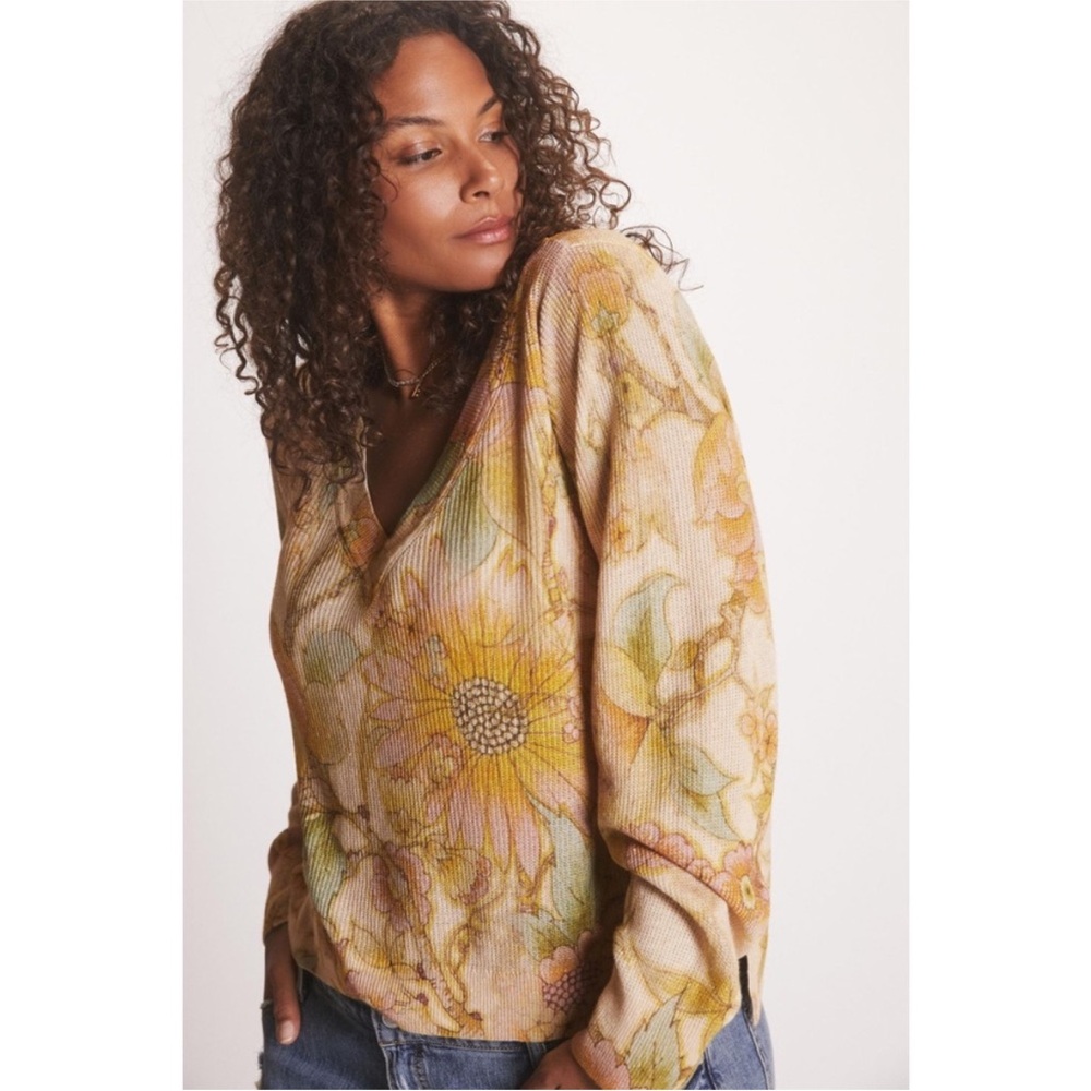 Anthropologie The Dreamer Printed V-Neck Sweater